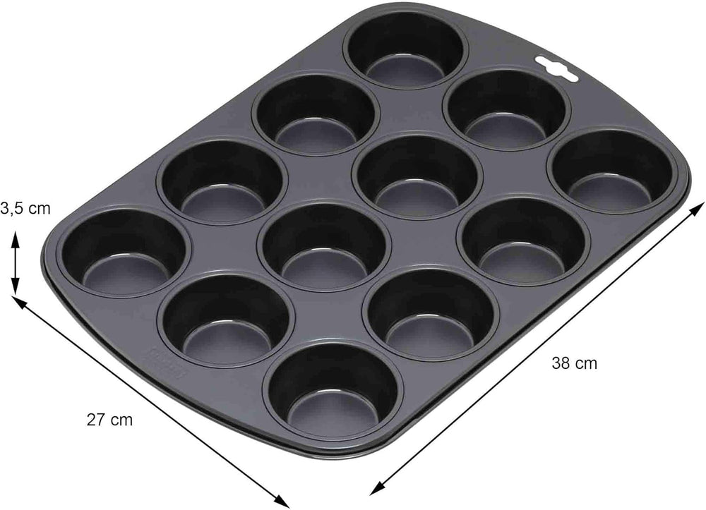 Original Kaiser Inspiration Muffinform-Set 2-Teilig, Muffinblech Mit Xmas Papierbackförmchen Für 12 Muffins, 38 X 27 Cm, Cupcake Form Antihaftbeschichte, Schwarz Forme og bageplader Naty Shop