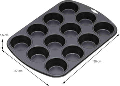 Original Kaiser Inspiration Muffinform-Set 2-Teilig, Muffinblech Mit Xmas Papierbackförmchen Für 12 Muffins, 38 X 27 Cm, Cupcake Form Antihaftbeschichte, Schwarz Forme og bageplader Naty Shop