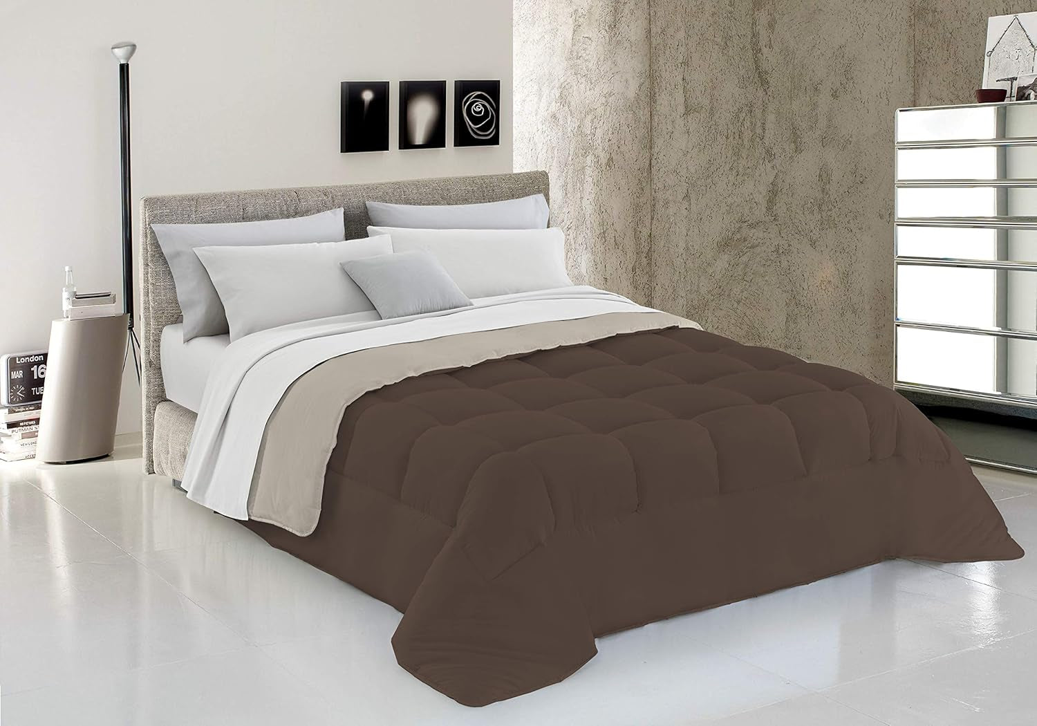 Lenjerie de pat italiană, plapumă de iarnă, taupe/crem, 250X200Cm Plapumi si pilote Naty Shop Maro/crem 150X200Cm