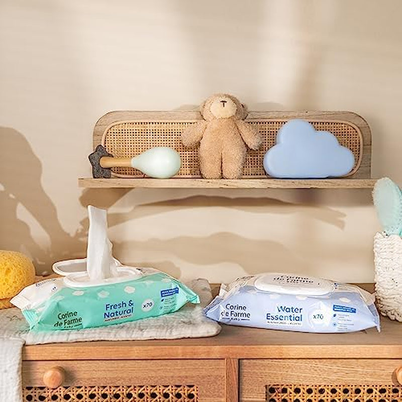 - Change Water Essential babyservietter x70 - Plantefiber toiletartikler - 99% ultrarenset vand - Hygiejne fra fødslen - Genlukkeligt låg