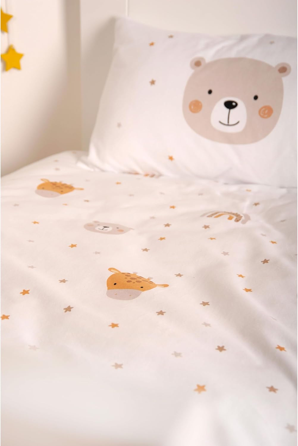 Herding Babybest Little Friends Winterbettwäsche, Kopfkissenbezug 40 X 60 Cm Mit Hoteleinschlag, Bettbezug 100 X 135 Cm, Mit Zwißwerfer, 100 % Baumwolle/Flannel, Weiß, Twin Naty Shop