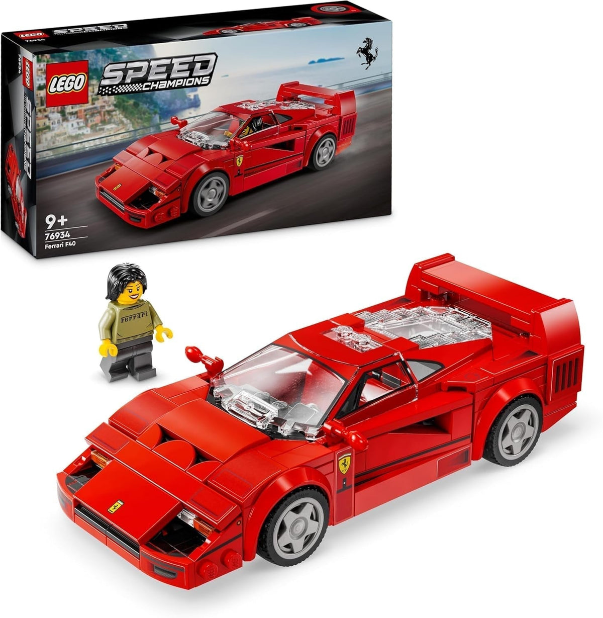 LEGO Speed Champions Ferrari F40 Super Sports Car, Legesæt med bygbar legetøjsbil og minifigurdriver, Samling byggesæt til børn, gave til drenge og piger 76934 Byggesæt Besuche den LEGO-Store standardtitel