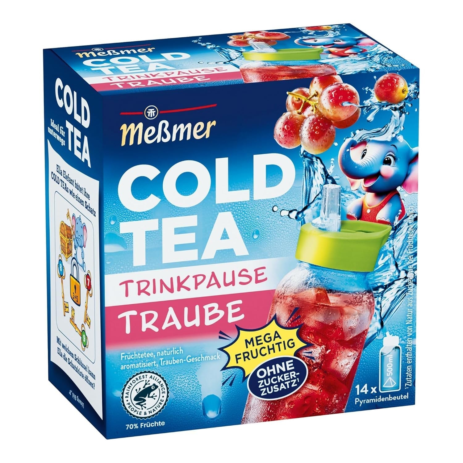 Meßmer Cold Tea Trinkpause Zmeură | Ceai de fructe, aromatizat natural, cu gust de zmeură | Ediție limitată | Pentru infuzie rece | 14 pliculețe piramidale