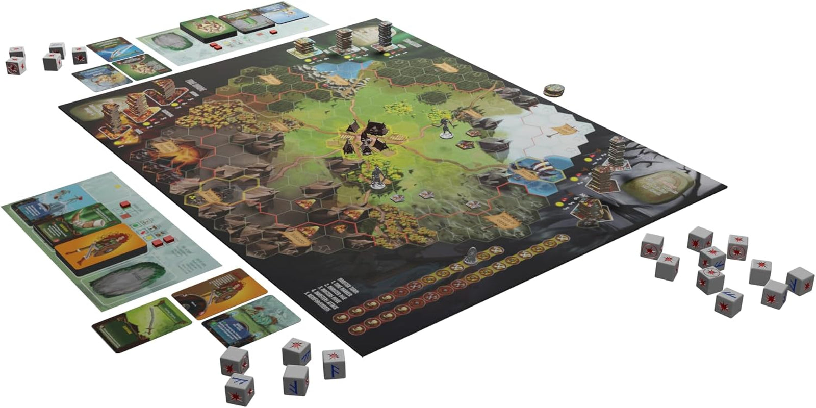 Fate: Defenders of Grimhelm, ELSNER Games, Cooperative Fantasy Board Game, Tower Defense Strategy, 1-4 Players, Ages 14+, Epic Adventure, Heroes & Magic, Tactical Game, FryxGames