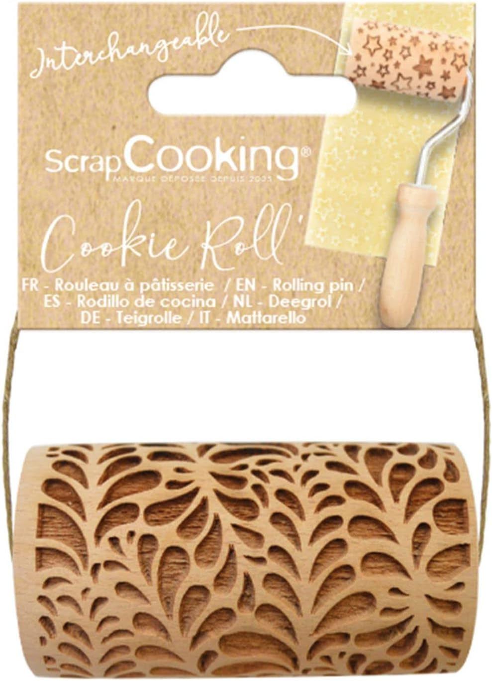 SKROTKOOKING - Mini-Holzrolle "Ondines" – Dekoration für Kekse, Sandgesandet, Cookies – 5308