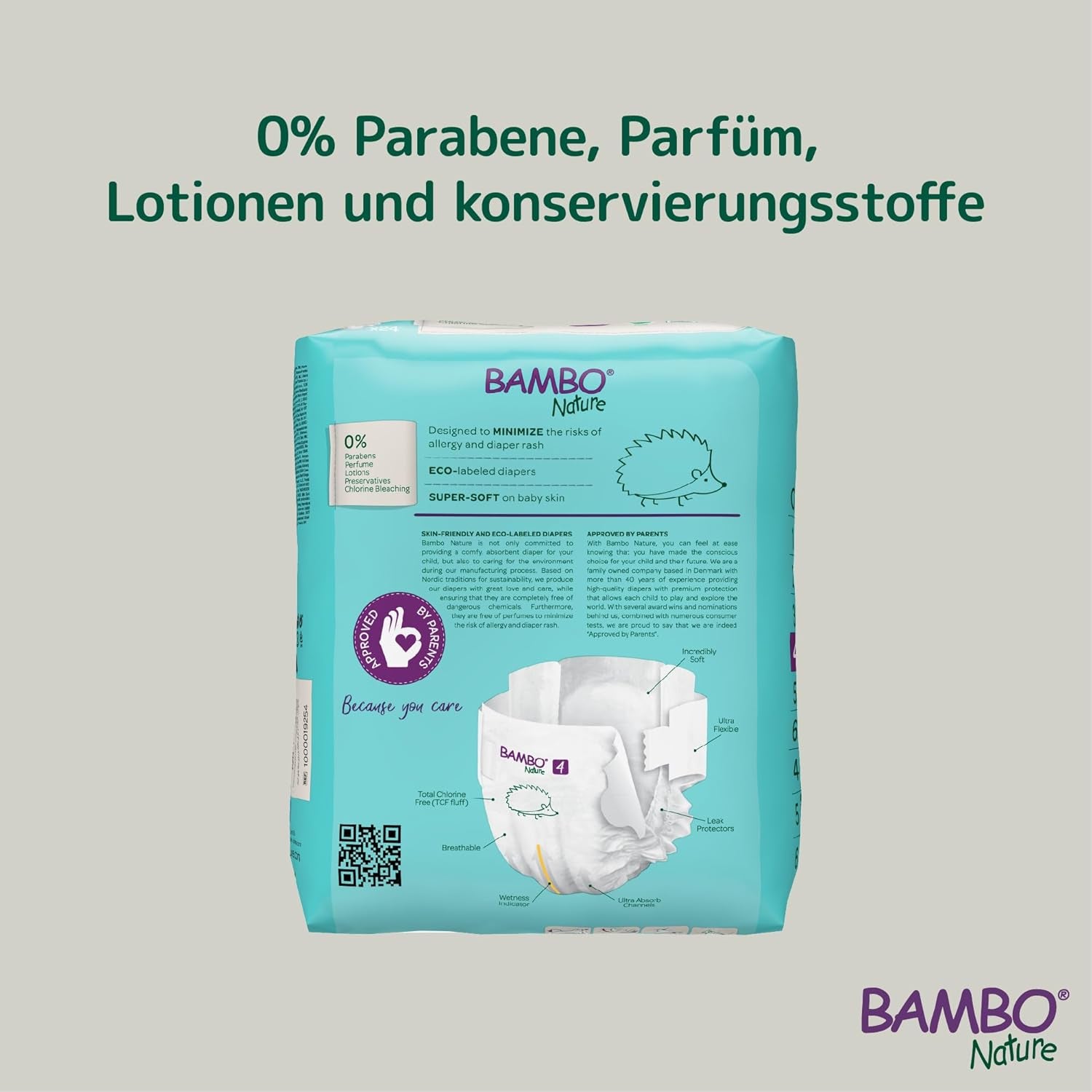 Bambo Naturbleer til babyer, str. 4 (7-14 kg), 144 stk, Månedsæske | Premium bleer med forbedret lækagebeskyttelse | Ultimativ komfort og frihed for aktive børn | Dermatologisk testede bleer