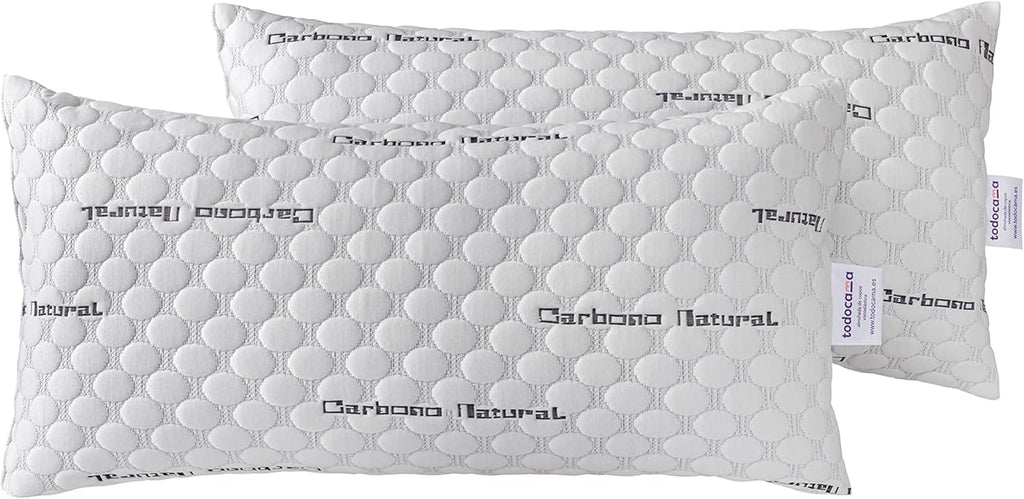 Todocama - Pernă de carbon viscoelastică, 100% viscoelastică, țesătură de carbon elastică, fermitate medie, înaltă (toate dimensiunile disponibile) (pachet 2 X 70 cm) Perne standard Naty Shop Gri 2 unități (pachet de 1)