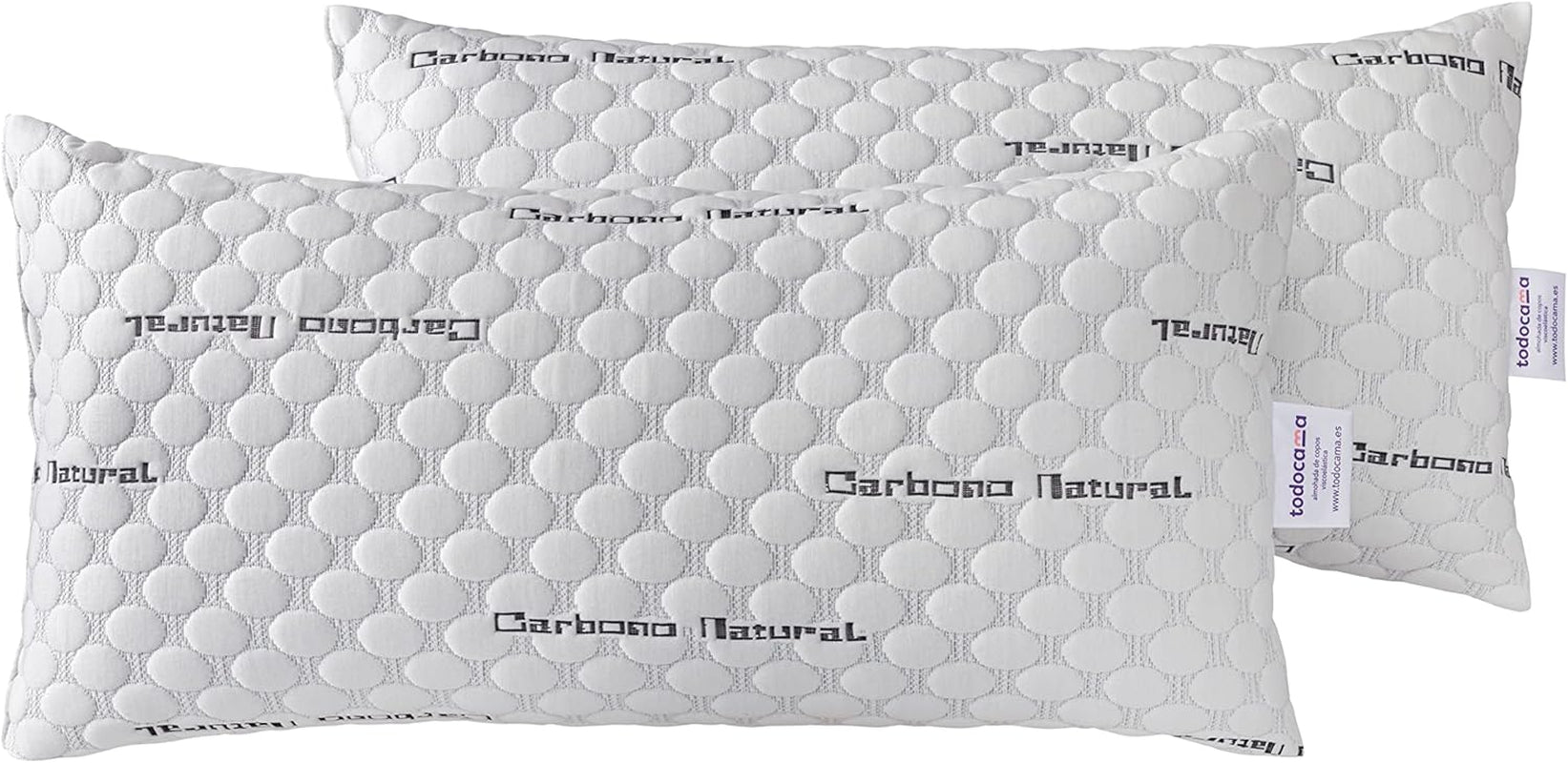 Todocama - Pernă de carbon viscoelastică, 100% viscoelastică, țesătură de carbon elastică, fermitate medie, înaltă (toate dimensiunile disponibile) (pachet 2 X 70 cm) Perne standard Naty Shop Gri 2 unități (pachet de 1)