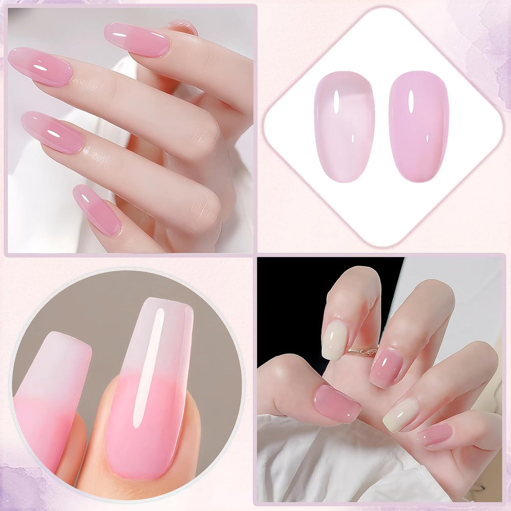 Jelly Pink Neglelak 13ml Hurtigtørrende Langtidsholdbar Naturlig gennemskinnelig Almindelig Neglelak Uden UV-lampe til kvinder DIY Nail Art (Classic Pink)