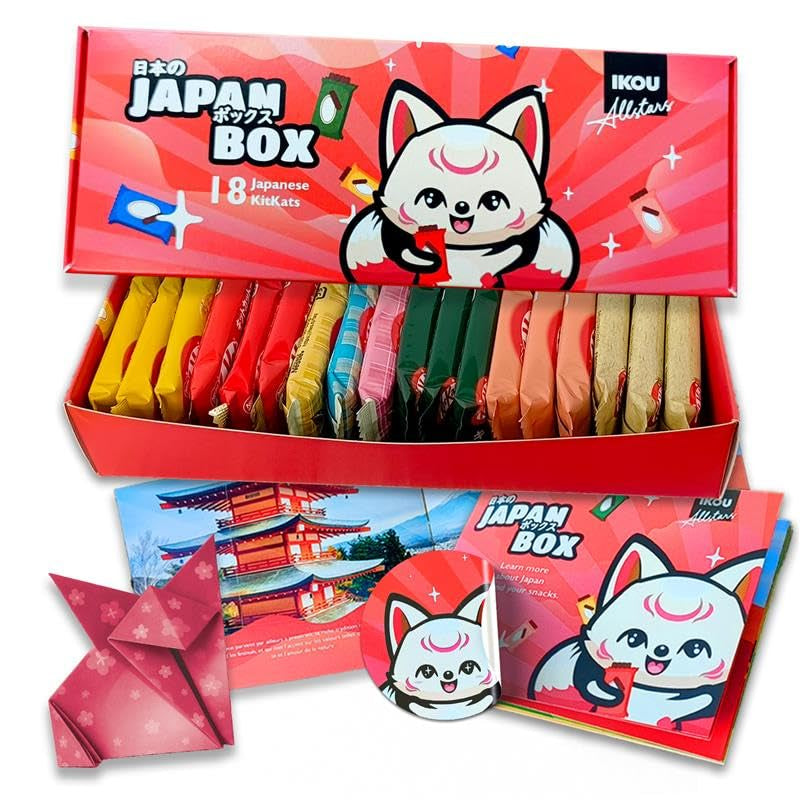 Sampler Box - 18 KitKat Japan Minis | Japanese Sweets Sampler Box, Japanese Snacks Gift Idea, populær overraskelsesboks med Matcha og andre sjældne varianter.