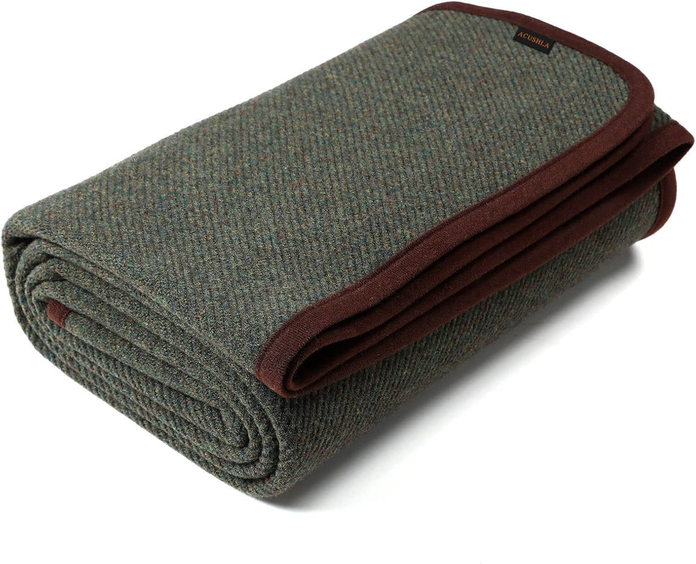 ACUSHLA 200,7X160 Cm, 1,7 kg, tæppe, uldtæppe, varmt rejsetæppe, striktæppe, dekorativt, tæpper til sofa, stol, sofa, seng, stue, camping, egnet til alle årstider WW203 Senge og betræk Beuche den ACUSHLA-Store Olive 10060 Cm 2