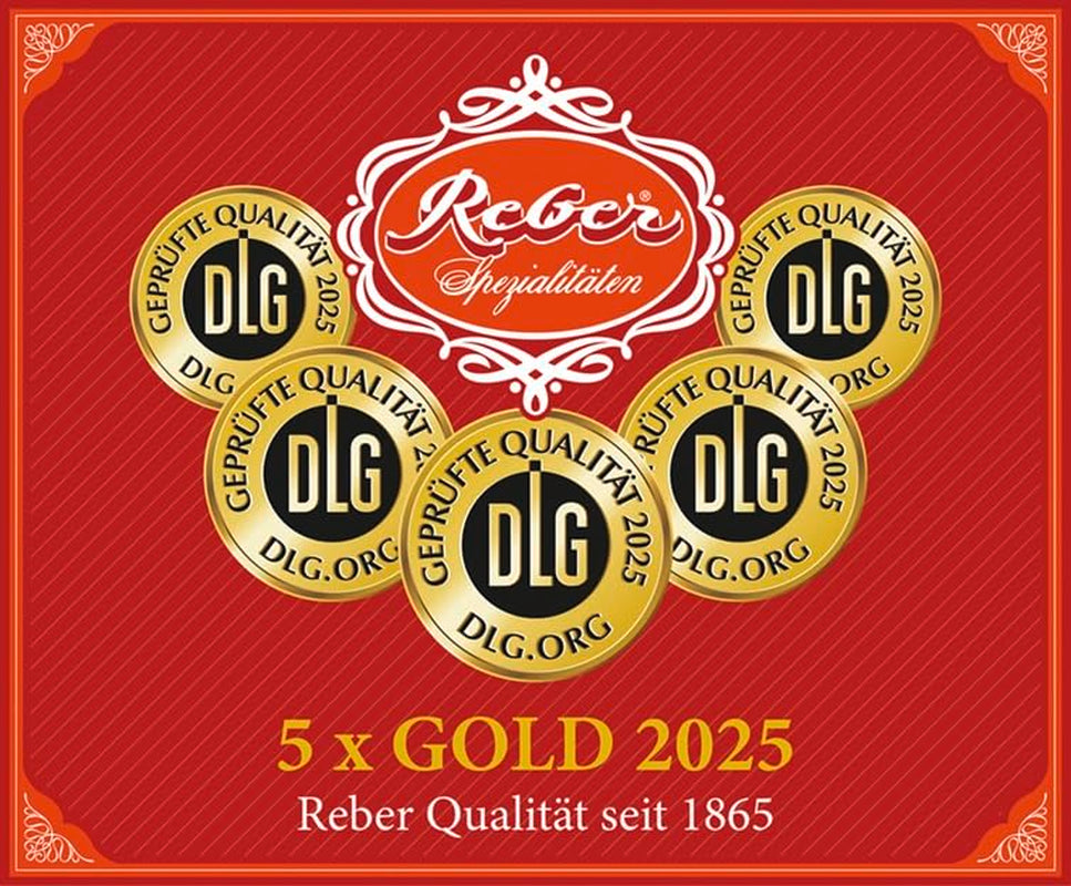 Reber Mozart kugler med mørk chokolade, pakke med 6 med marcipan og nougat, vegansk - 1 x 120 g