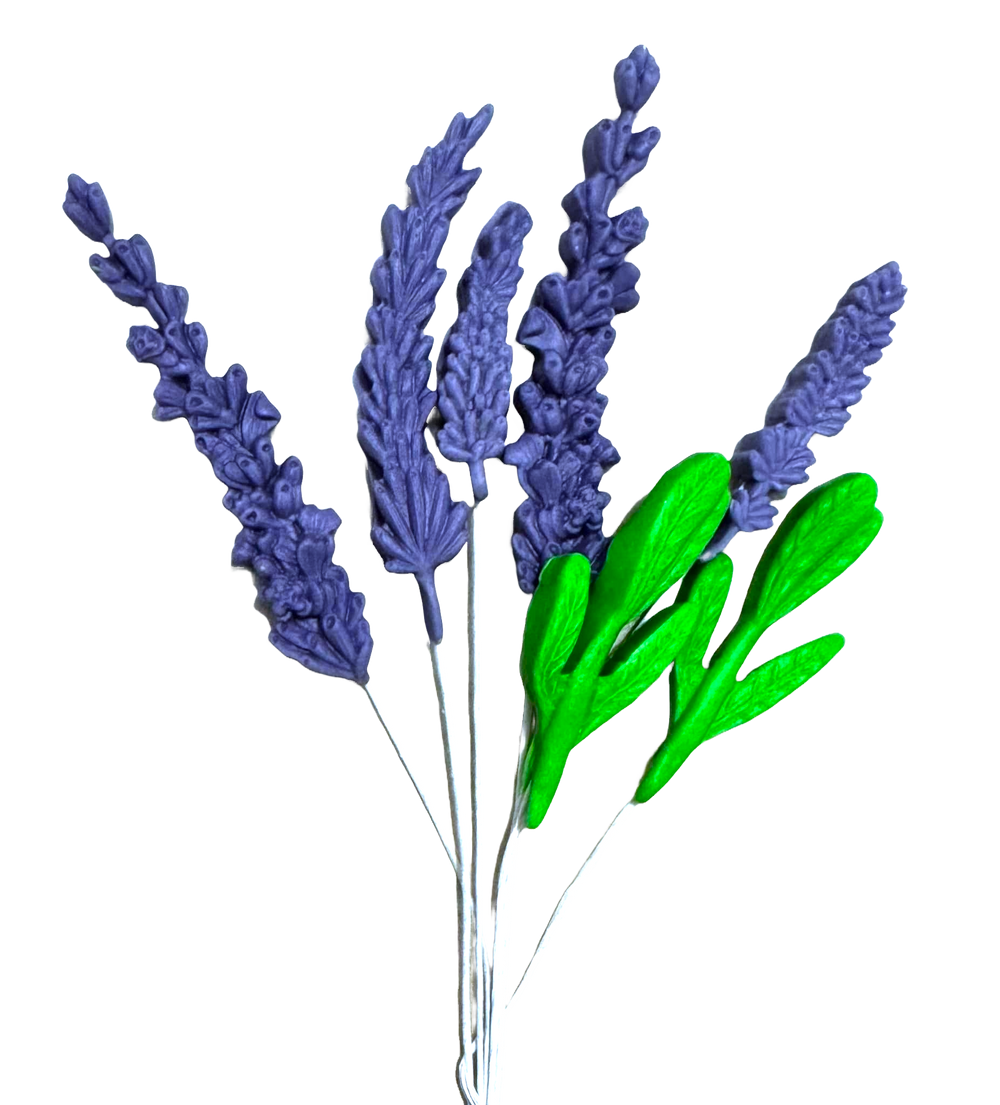 Set 7 decoratiuni comestibile din pasta de zahar, Lavanda Decoratiuni din Pasta de Zahar Nati Shop