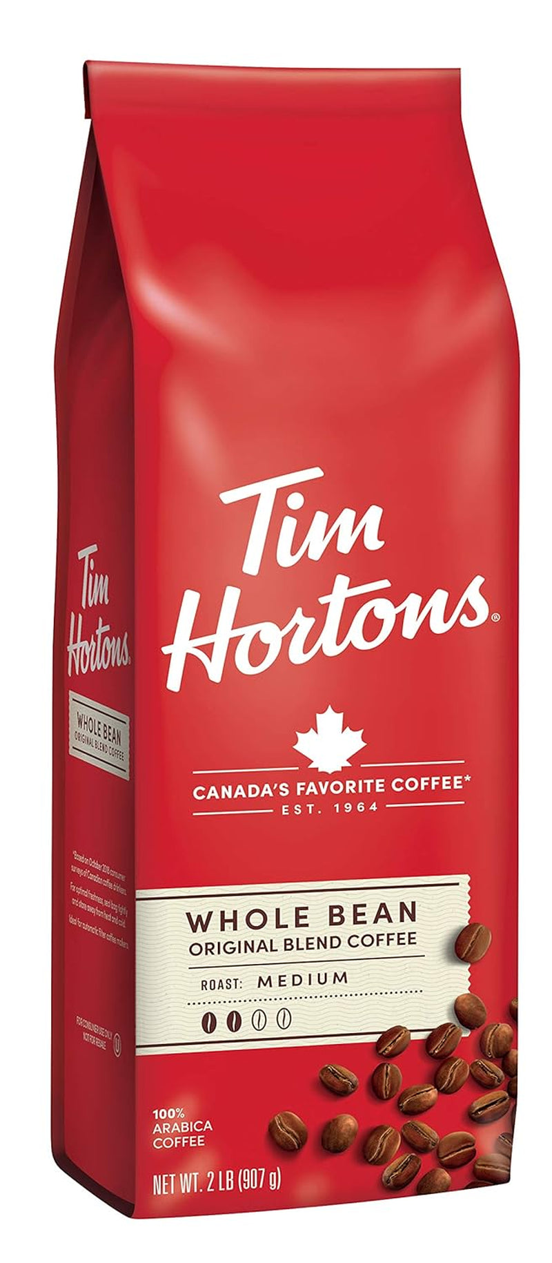 Tim Horton's 100% Arabica, prăjire medie, amestec original, cafea boabe întregi, 2 livre