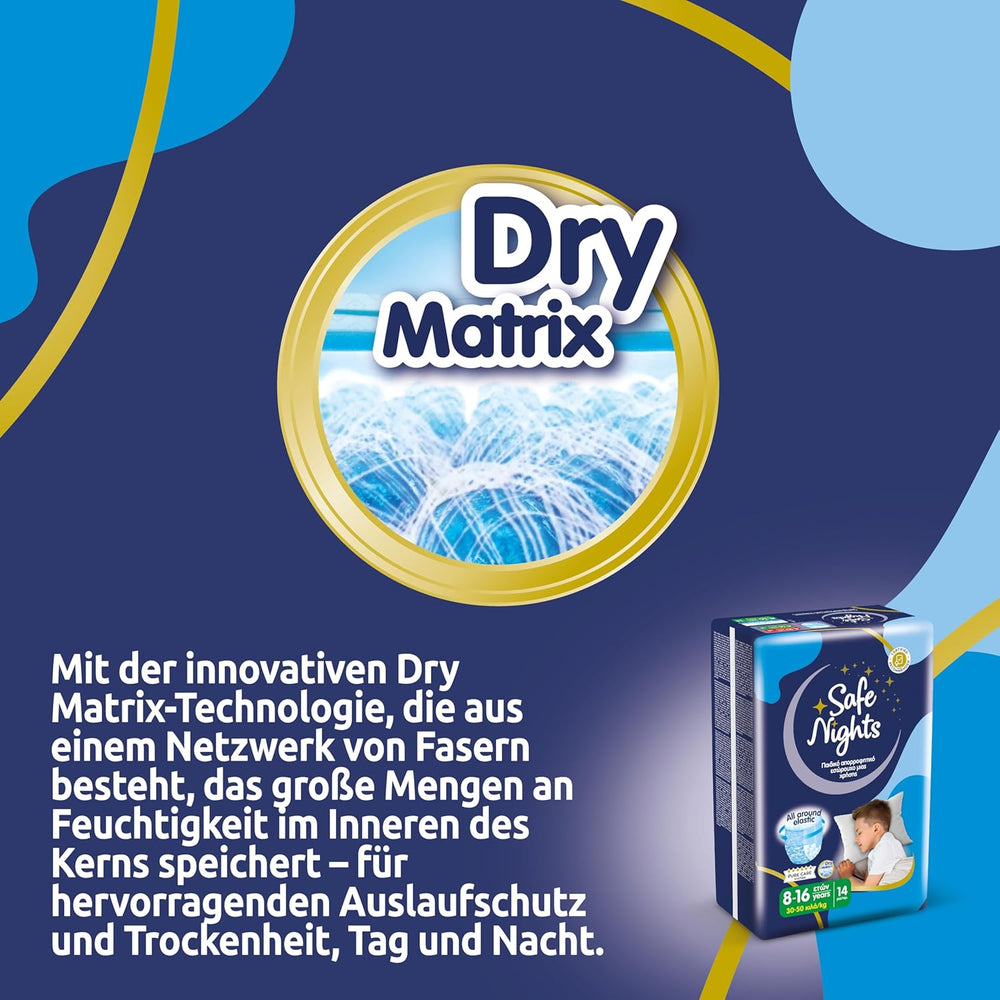 Safe Nights Boy, natbukser til alderen 8-16 år (30-50 kg), 84 stk.