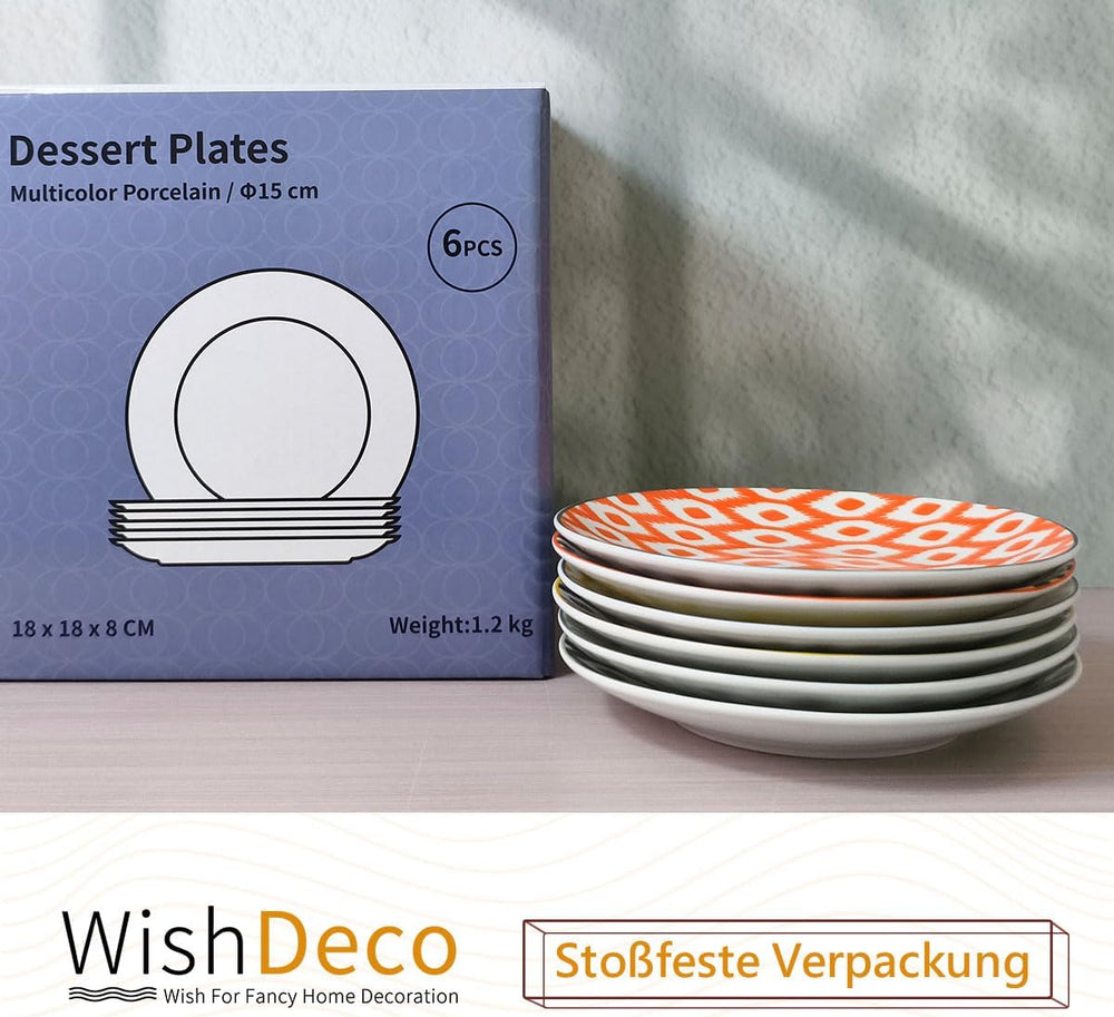 Farfurii pentru tort, set de 6; farfurii mici pentru desert (15 cm); farfurii pentru salată din porțelan; farfurii colorate pentru micul dejun; farfurii mini pentru paste, fructe, pâine