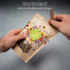 100 g vilde blomsterfrø til en farverig bi-græsgang - levende og nektarrig vildblomstfrøblanding til bier og sommerfugle (inkluderer GRATIS e-bog)