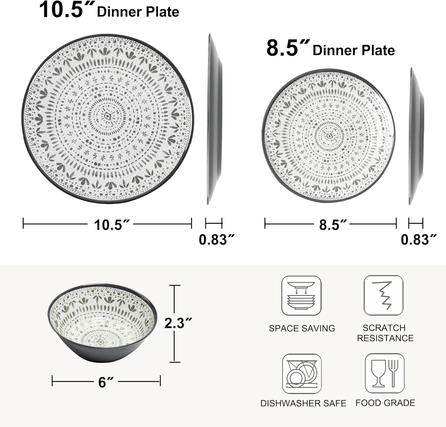 Set de tacâmuri din melamină, format din 24 de piese, tacâmuri pentru camping pentru 4 persoane, set de farfurii și veselă - pentru călătorii și utilizare în aer liber