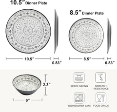 Set de tacâmuri din melamină, format din 24 de piese, tacâmuri pentru camping pentru 4 persoane, set de farfurii și veselă - pentru călătorii și utilizare în aer liber
