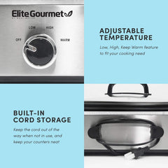 MST-5240SS Slow cooker, 3,3 liter, Rustfrit stål Slow Cooker Naty Shop