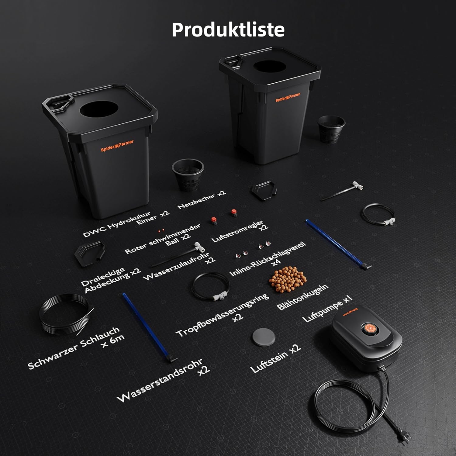 Spider Farmer DWC Hydroponic Grow System 27L/7 Gallon Dybtvandsdyrkning Nyt trekantet lågdesign Cirkulerende dryp havesystem med pottedrypsæt 8W luftpumpe 2 spande