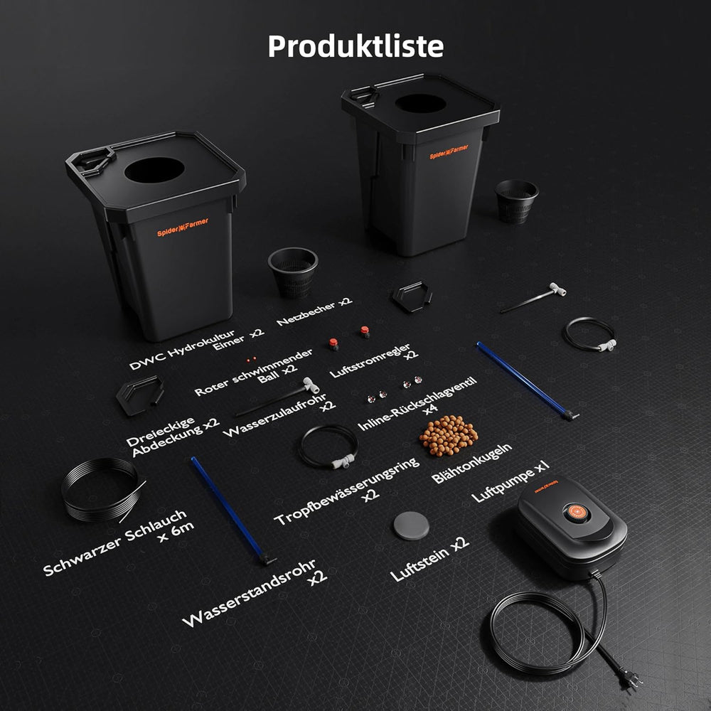 Spider Farmer DWC Hydroponic Grow System 27L/7 Gallon Dybtvandsdyrkning Nyt trekantet lågdesign Cirkulerende dryp havesystem med pottedrypsæt 8W luftpumpe 2 spande