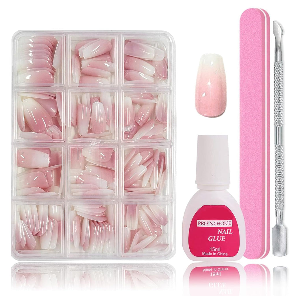 240 Stück Falsche Nägel Tips Set - Französisch Falsche Nägel Zum Aufkleben - Künstliche Nägel Medium Quadrat Ballerina Nail Art Manicure Fake Nails Für Damen Und Frauen (French Medium Ballerina)