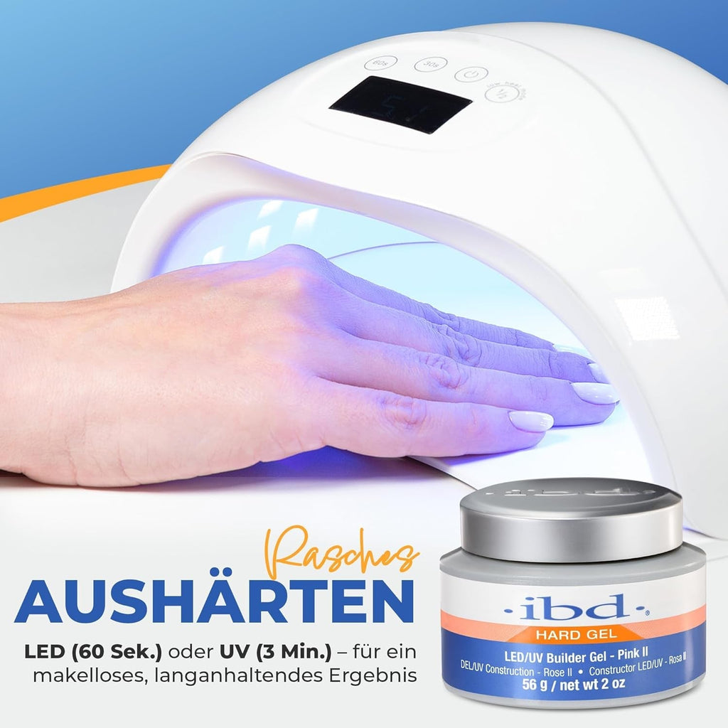 IBD Hard Gel – Gel de construcție LED/UV roz II, 1 pachet (1 x 56 g) – Fabricat în SUA – Construcție unghii acasă – Fără programări sau saloane de unghii zgomotoase