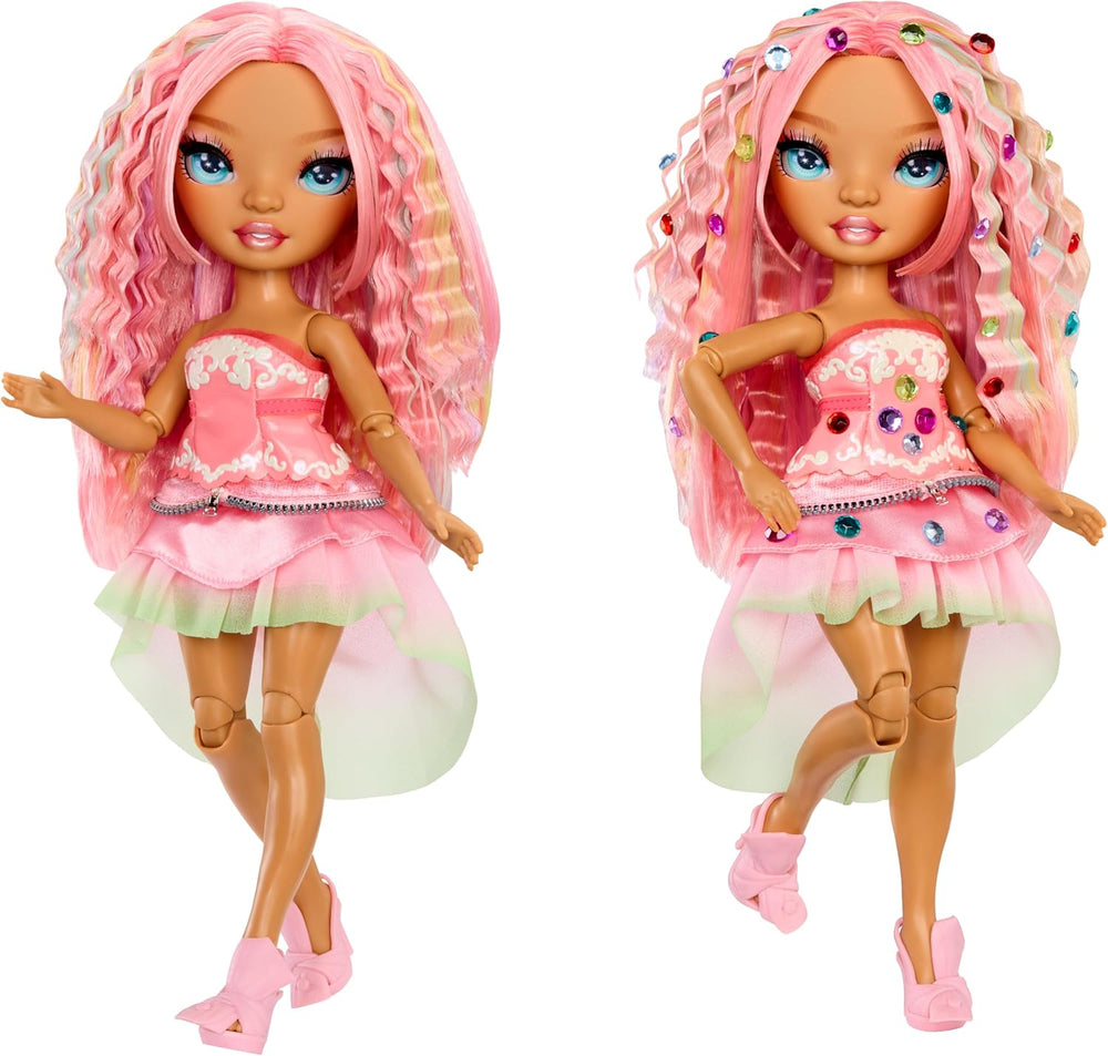 Rainbow High Be Dazzling – Adeline Rose – Păpușă la modă roz, 28 cm, cu unealtă de decorat, pietre prețioase strălucitoare și accesorii de styling