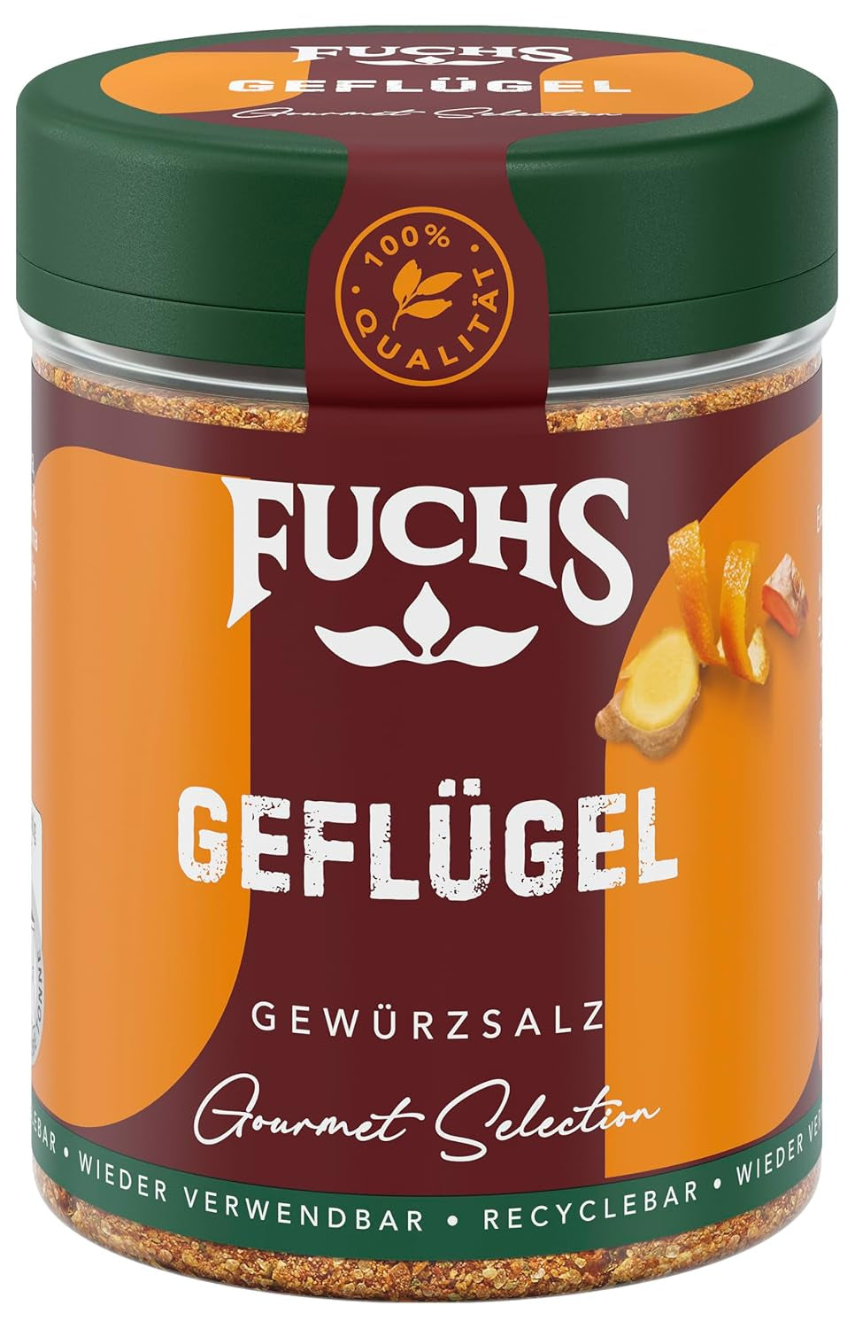 Fuchs Gourmet Selection Klassisch/Heimisch – Bratkartoffel Gewürzsalz, nachfüllbares Kartoffel Gewürz, Salz zum Würzen von Brat- & Ofenkartoffeln, Pommes Frites & Co, vegansk, 70 g