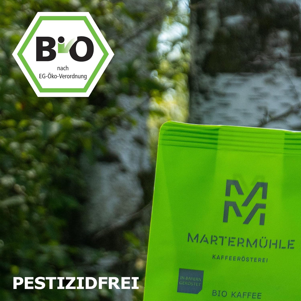Martermühle Peru Bio Kaffeebohnen 1kg mittelkräftig I Arabica I Aromen: Milchschokolade, Florale Note, Nuss I Ganze Bio Kaffee-Bohnen schonend geröstet, säurearm