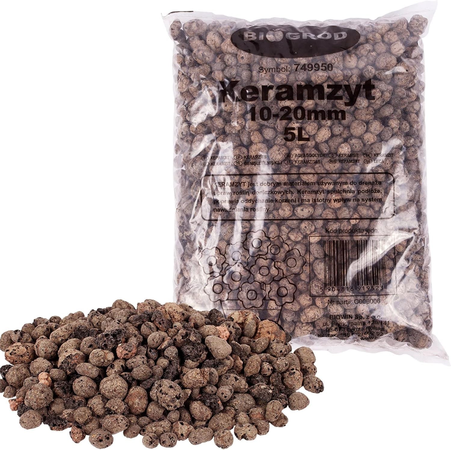 Browin 749950 Keramsit - ekspanderet ler 4 L, 10-20 mm, brun