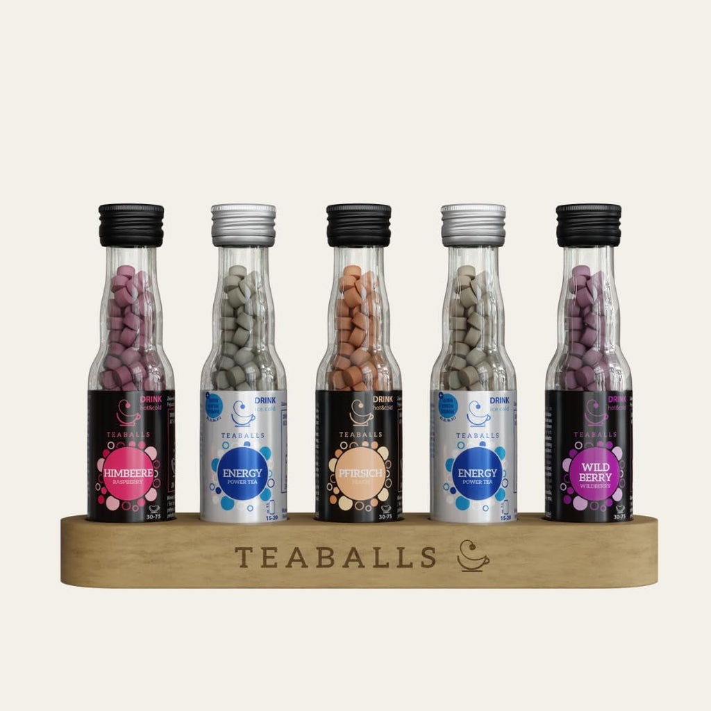TEABALLS - Set de 3 POWER TEA MIX - ZMEURĂ, ENERGIE, CIREȘE Pentru aproximativ 120 de cești de ceai