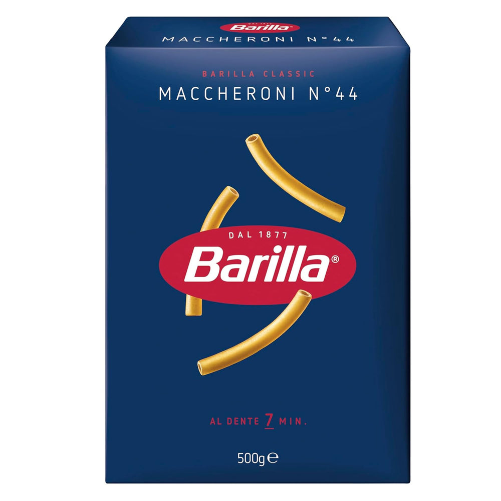 Pasta Barilla Classic Maccheroni no. 44 af højkvalitets durumhvede, altid al dente, 500g