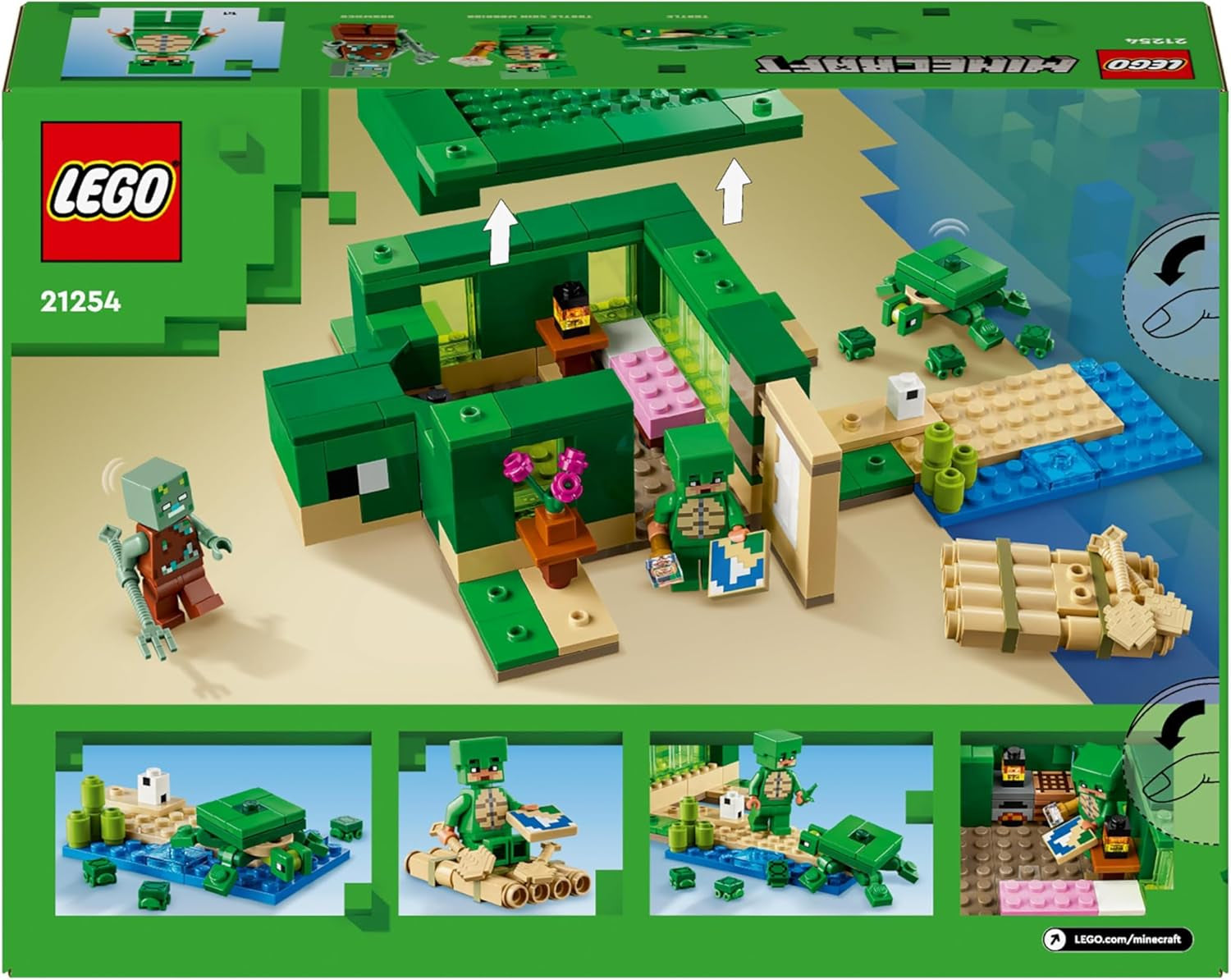 LEGO Minecraft The Turtle Beach House Legetøjshus med tilbehør til piger og drenge fra 8 år, sæt med dyr og figurer fra videospillet, gave til gamere 21254 Byggesæt Besuche den LEGO-Store