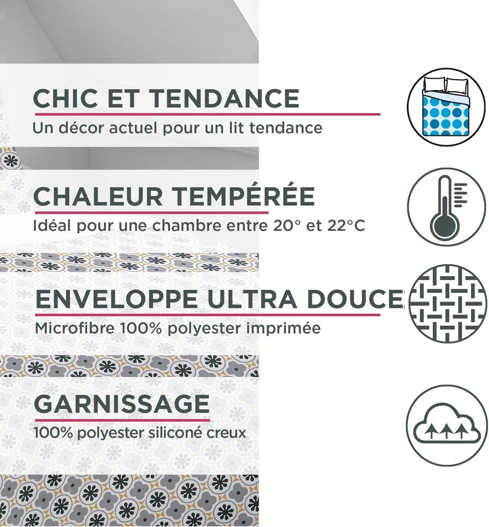 Blanrève Dynebetræk Trykt eller almindeligt, Tempereret, Til enkeltseng, Miljøvenlig, Nem at vedligeholde, 140 X 200 Cm, Hvid, Grå Dyner og dyner Naty Shop