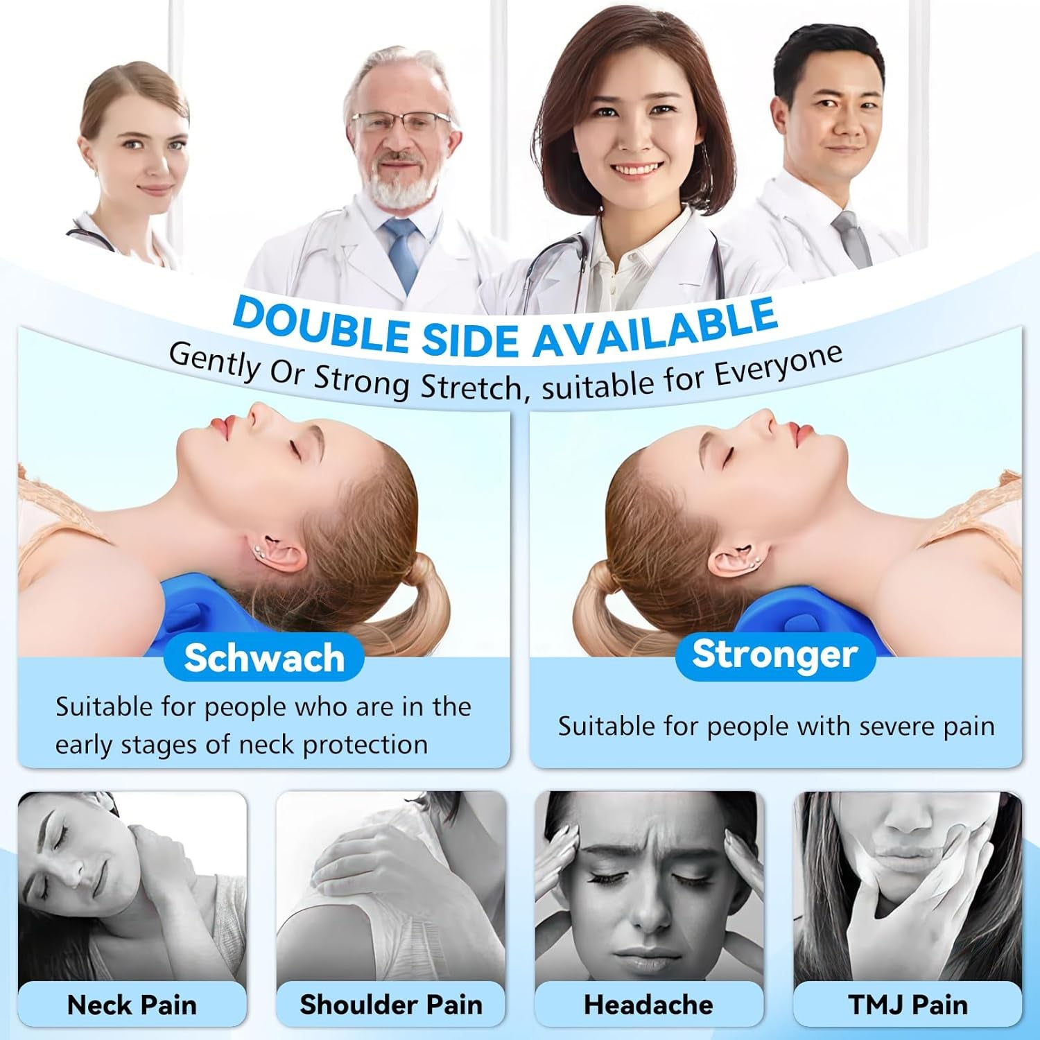 Neck Stretcher 2.0, Cloudy Neck Lefaya Neck Stretcher Orthopaedic Test Winner Neck Stretcher pentru a ușura durerea gâtului Premium Neck Hump Neck Cloud corectează postura (albastru) Perne ortopedice cervicale Naty Shop