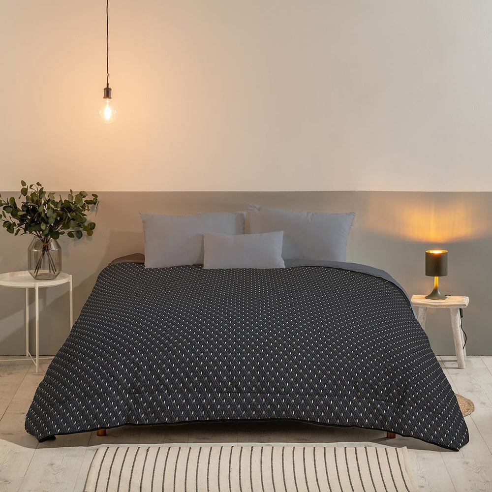 Bleu Câlin Trykt 1 person Hermance dyne, polyester, blå/grå, 140 X 200 Cm Dyner og dyner Naty Shop Grå 140X200 Cm