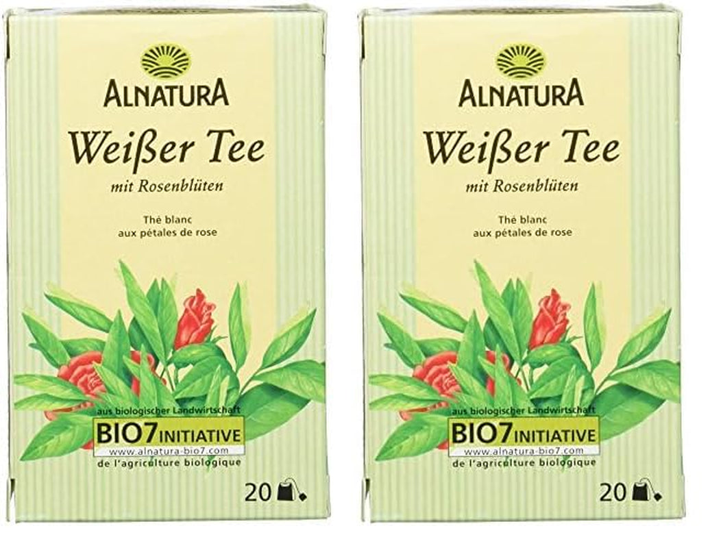 Ceai alb organic cu petale de trandafir, 20 pliculețe, 30 g
