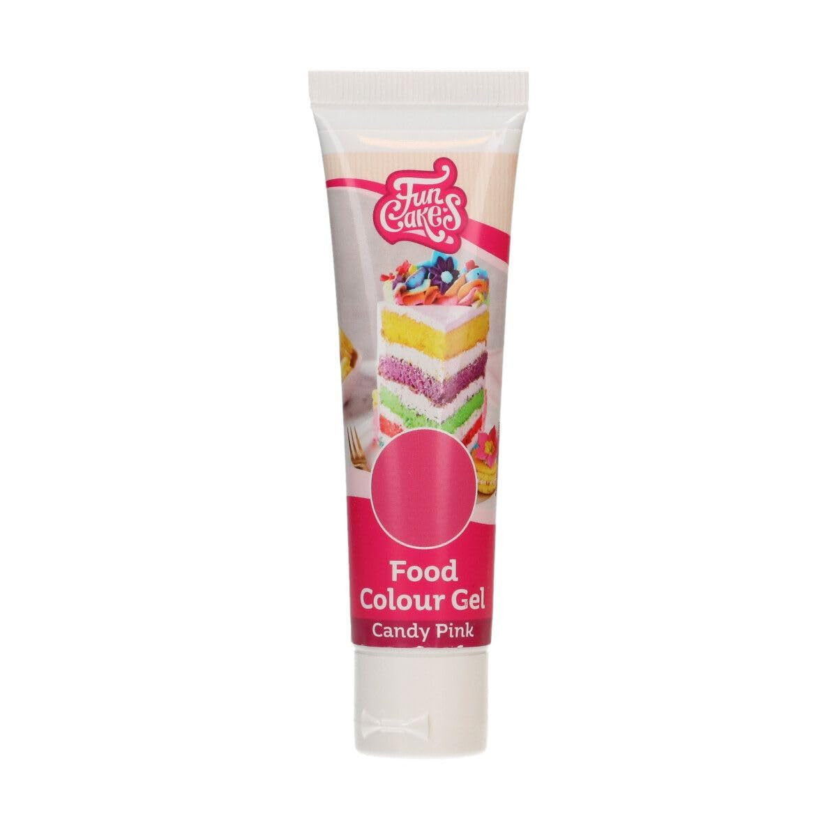 Colorant alimentar Funcakes Gel Roz Bombon: Colorant alimentar foarte concentrat pentru aluat, cremă, fondant, marțipan, produse de patiserie, dozare ușoară, picături individuale pentru a crea culori vibrante, Halal, 30 g