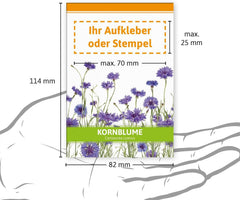FLORTUS Kornblumen Samen Für Gastgeschenke (100 Stück) | Blumensamen Als Dankeschön Geschenke, Mitgebsel & Werbegeschenke | Wildblumensamen