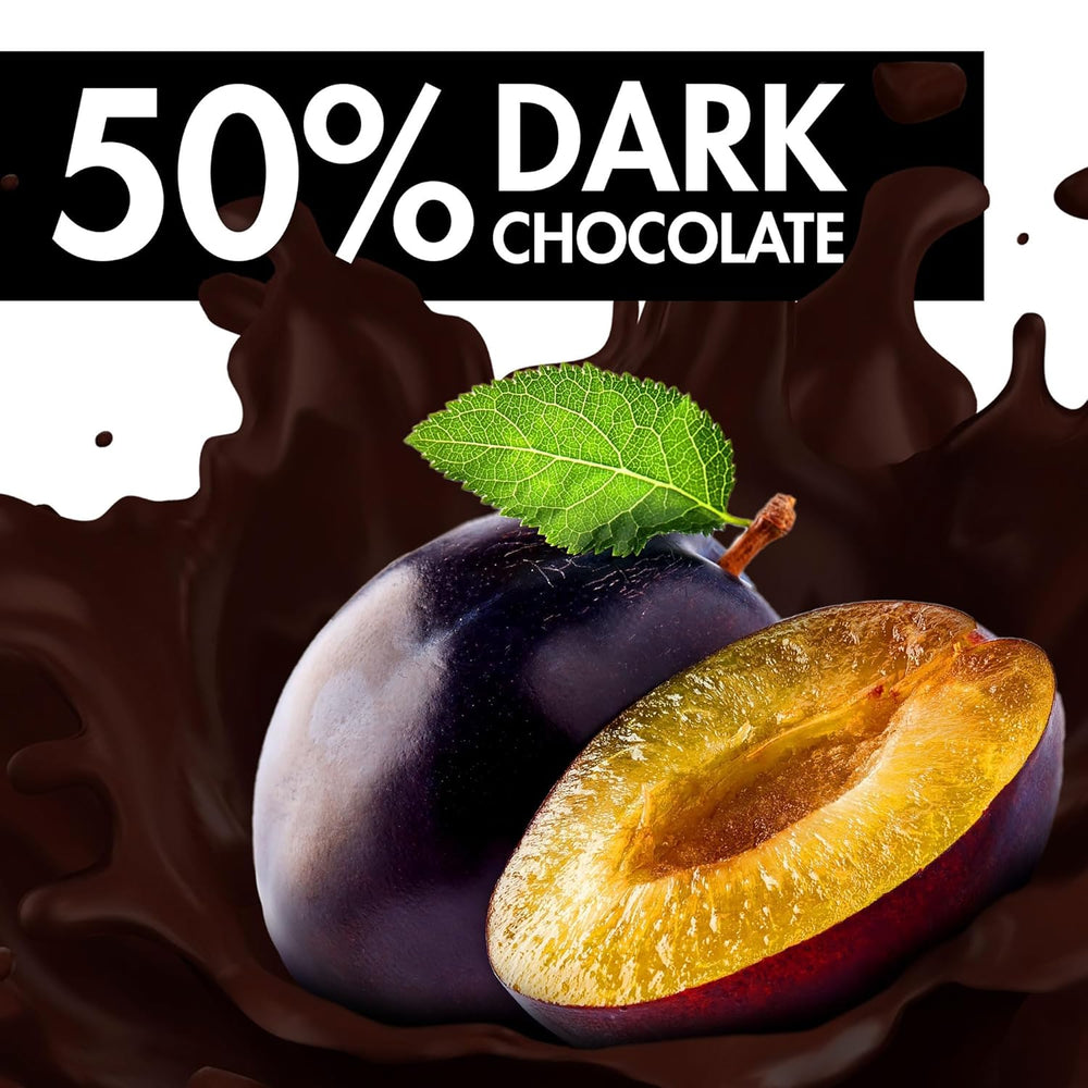 Blomme på Madeira – 220g – Marcipanspecialitet med frugt og alkohol – 8 mørk chokolademønter med blommegele og Madeiravin – Gaveidé