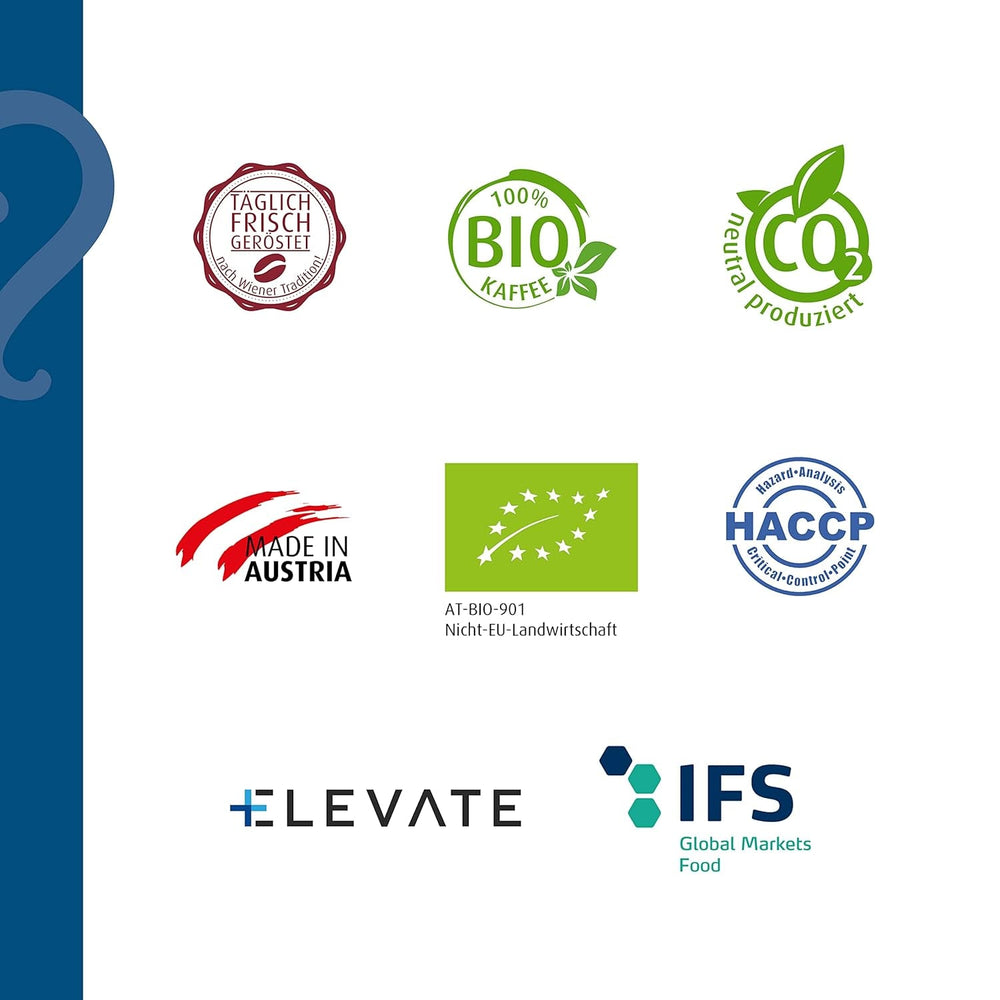 Helmut Sachers Kaffee - Wienerblanding, styrke 3/5, 100 % Arabica, hele kaffebønner, 6 X 500 G Naty Shop