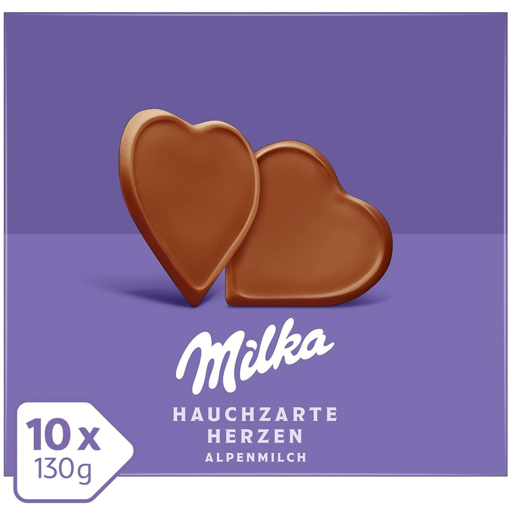 Milka I love Milka Hearts – Alpine mælkechokolade, der smelter i munden og fine skovhasselnødder – 10 x 130g