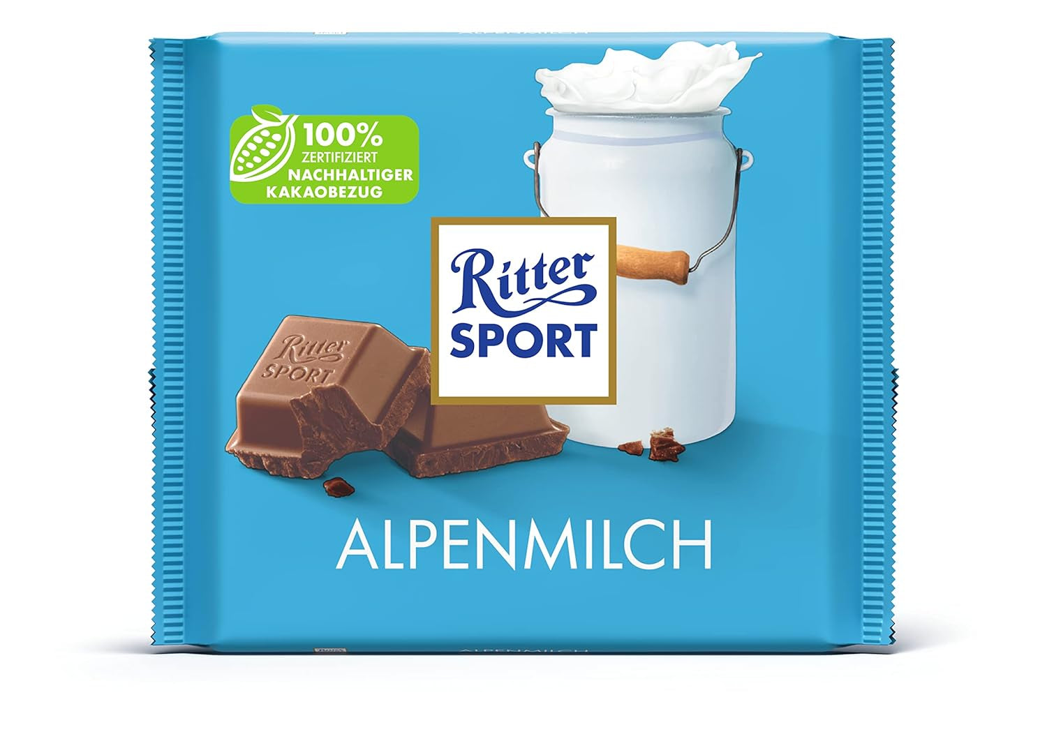 Ritter Sport 250g Alpine Milk Chokolade, Den fineste sødmælkschokolade med en cremet smag, Klassisk chokolade til at dele med venner, 11 barer x 250g