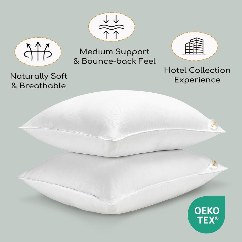 HARBOREST Pernă de pat pentru dormit, 2 bucăți, Pluș de lux, Pernă alternativă, Bună pentru cei care dorm lateral și pe spate, Colecția hotelului, Pernă, Standard/Queensize, 50.8 X 66 Cm Perne standard Naty Shop