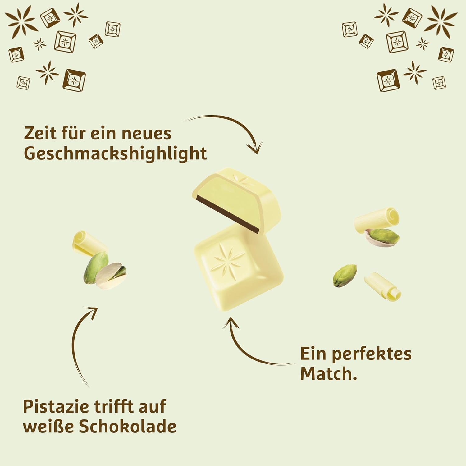 Schogetten hvid pistacie | Hvid chokolade med pistaciecremefyld | 100 g | Bekvemt portioneret (pakke med 3)