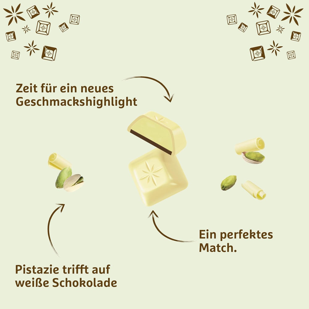 Schogetten hvid pistacie | Hvid chokolade med pistaciecremefyld | 100 g | Bekvemt portioneret (pakke med 3)