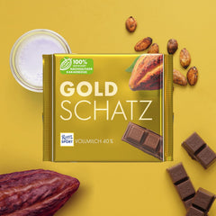 Ritter Sport - Gold Treasure - 11 x 250g, Fin mælkechokolade med karamelstykker, Klassisk chokolade til at dele med venner, 11 barer x 250g