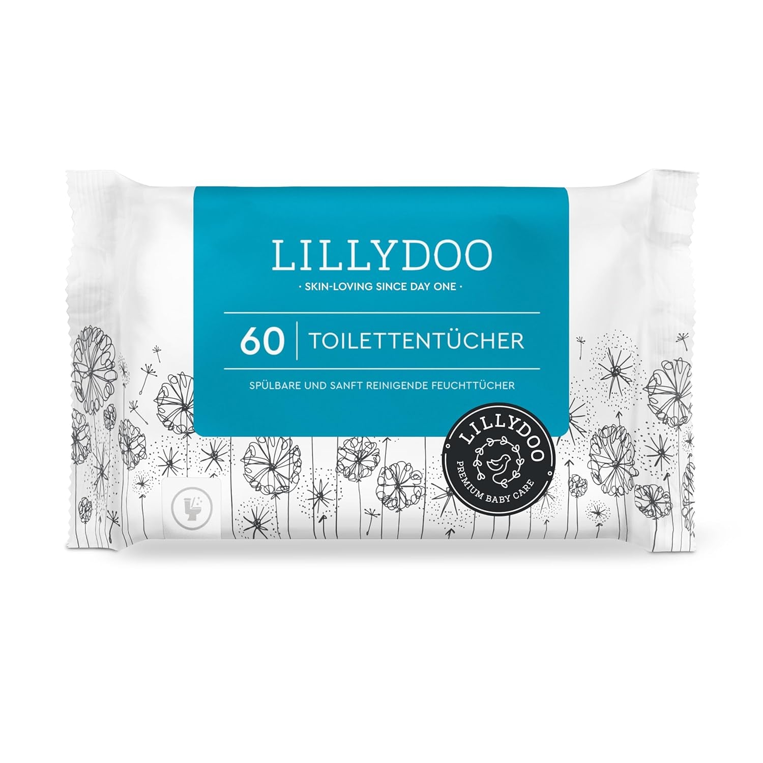 LILLYDOO vådservietter til toilet 720 stk (12 x 60) 100% plastfri, skyllebare klude Parfumefri